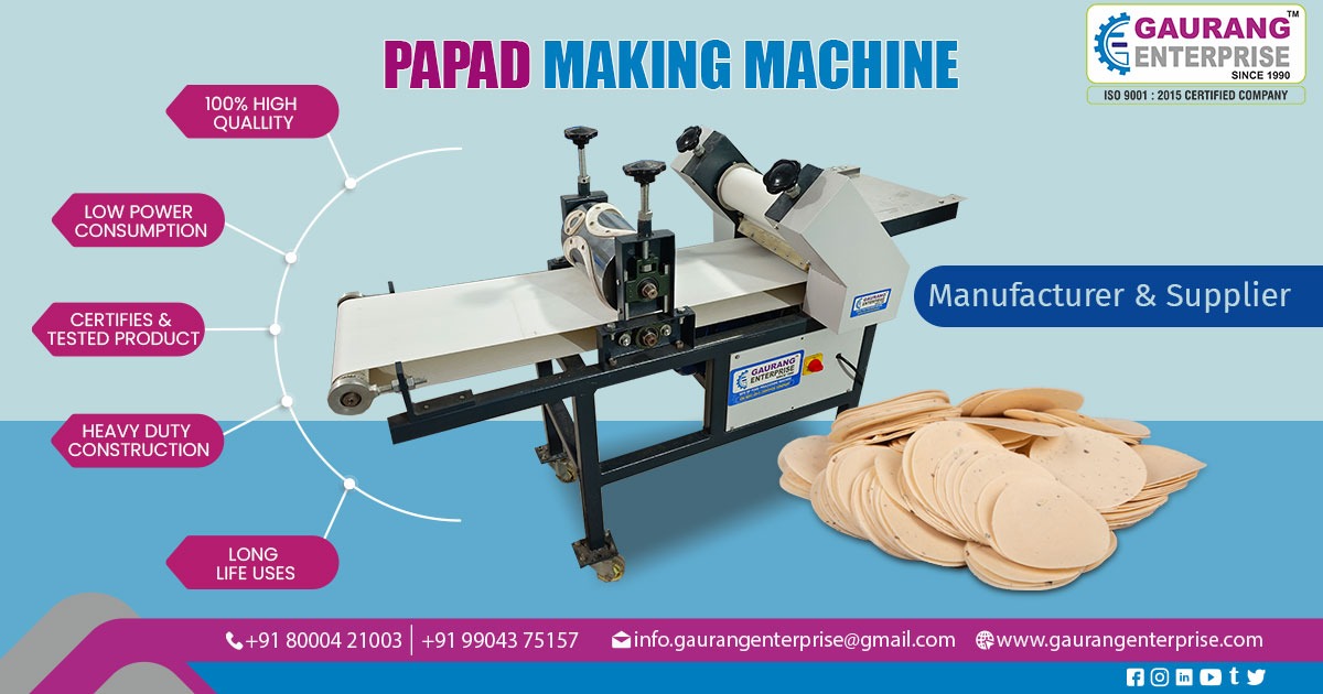 Papad Making Machine Manufacturer from Ahmedabad